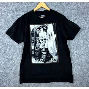 DGA Sombrero Pinup Girl Shirt Mens Large Black Crew Neck Graphic Print Frontera